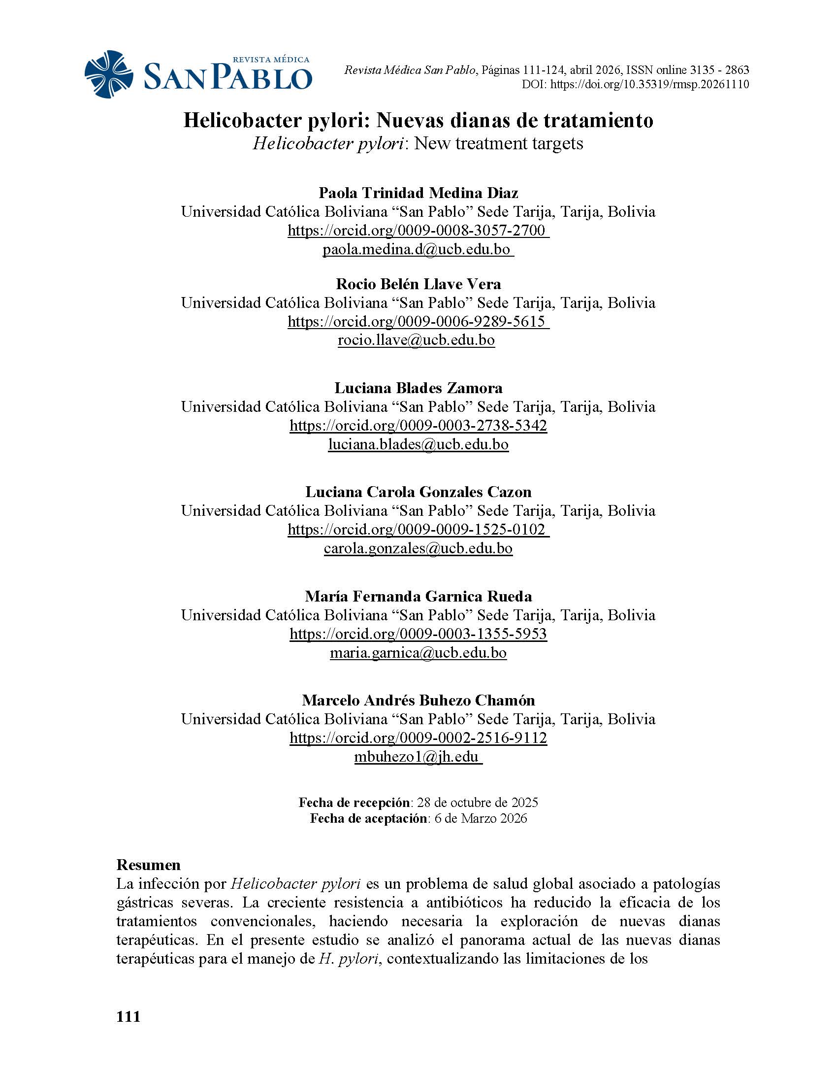 Helicobacter pylori: Nuevas dianas de tratamiento